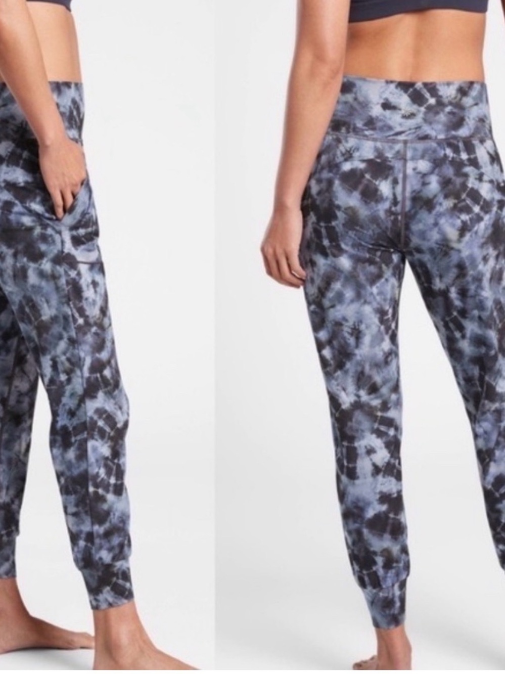 Athleta Salutation Joggers Gray and Navy High-Waisted